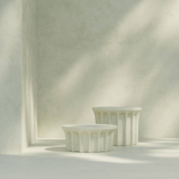 istock 3D rendering mockup of a concrete texture podium product against a white background in square 2151051714