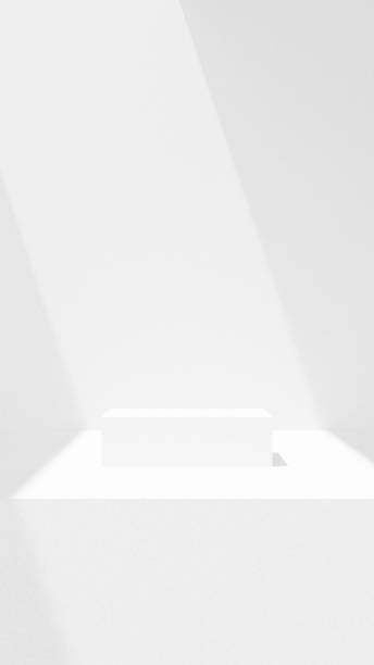 istock 3D rendered mockup of a minimal white podium scene with a white portrait backdrop template 2151052035