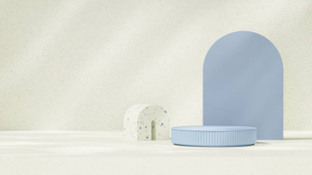 istock 3D rendering image illustration of empty space podium display for product mockup light blu 2151052504