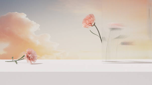 istock 3D rendering image illustration of empty space podium display for product mockup flower background 2151053574