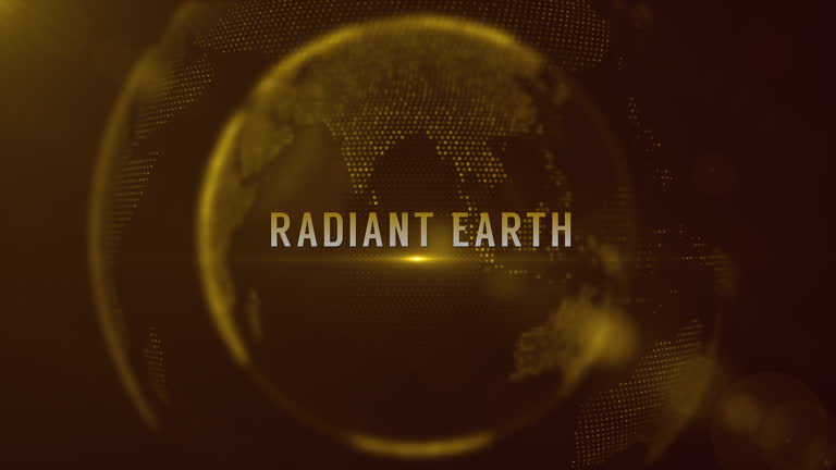 Radiant Earth On Golden Shiny Of Dotted Globe Earth World Map Motion View
