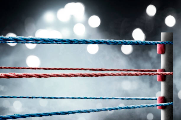 istock Red and blue rope on the boxing ring corner 2151056746