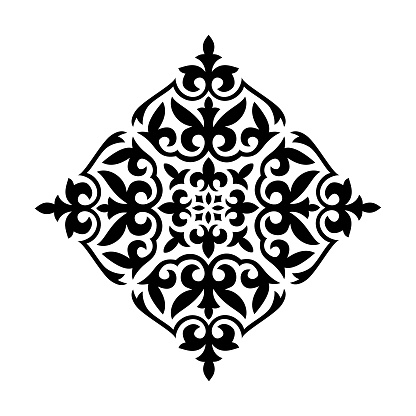 Islamic ornament vector, persian motiff.  Ramadan islamic  pattern elements. Geometric logo template. Square ornamental arabic symbol. National pattern of the Kazakhs, Kyrgyz, Mongols.