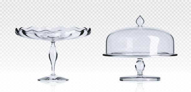 istock 3d glass cake stand. Plate with cover for dessert 2151061297