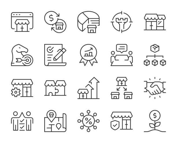 ilustraciones, imágenes clip art, dibujos animados e iconos de stock de franquicia - íconos de la línea de luz - derecho-al-voto