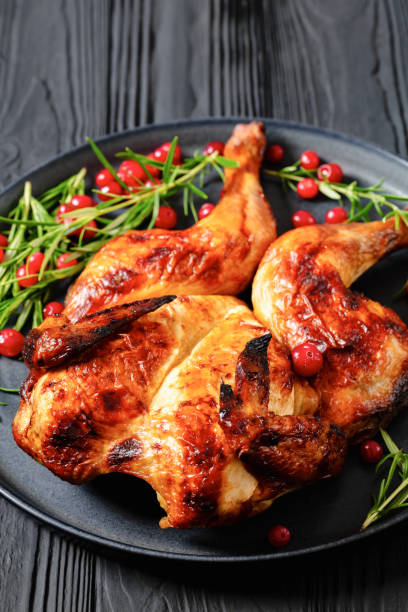 istock butterflied, spatchcock roast chicken on a plate 2151066364