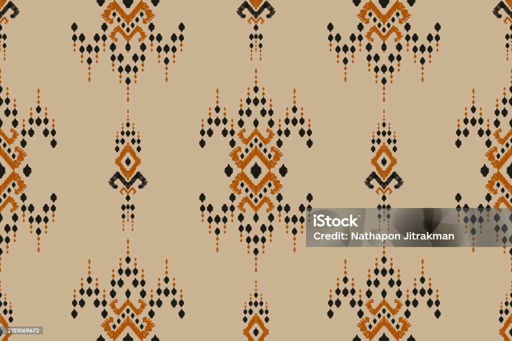 Ikat tribal Indian seamless pattern. Ethnic Aztec fabric carpet mandala ornament native boho chevron textile.Geometric African American oriental traditional vector illustrations. Embroidery style. - Bebas Royalti Aztec Pattern vektor stok Ikat tribal Indian seamless pattern. Ethnic Aztec fabric carpet mandala ornament native boho chevron textile.Geometric African American oriental traditional vector illustrations. Embroidery style. - Bebas Royalti Aztec Pattern vektor stok