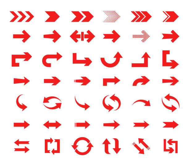 ilustraciones, imágenes clip art, dibujos animados e iconos de stock de collection of concept arrows for web design, mobile apps, interface and more. - puntero del ratón