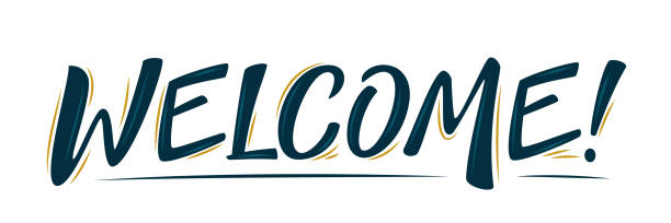 Welcome ink lettering sign. Handwritten modern brush lettering on white background. Text for postcard, invitation, T-shirt print design, banner, poster, web, icon. Isolated vector illustration Welcome ink lettering sign. Handwritten modern brush lettering on white background. Text for postcard, invitation, T-shirt print design, banner, poster, web, icon. Isolated vector illustration. teamwork slogan stock illustrations