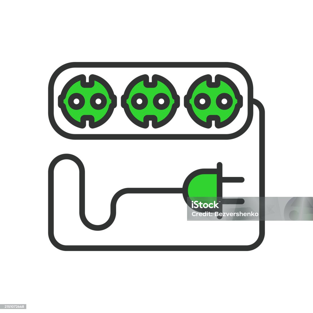 Multiple Power Socket Vector Multiple Sockets In Line Design Green Multiple Sockets Multiple Sockets ...