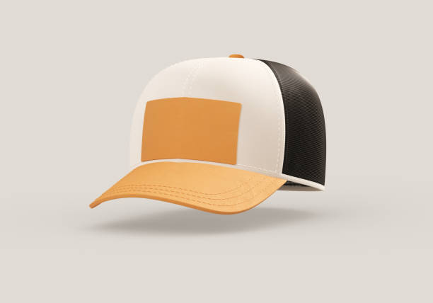 istock Trucker cap mockup with blank logo space for branding design isolated on a neutral background in realistic 3D rendering. Baseball hat template and sport apparel concept 2151075106