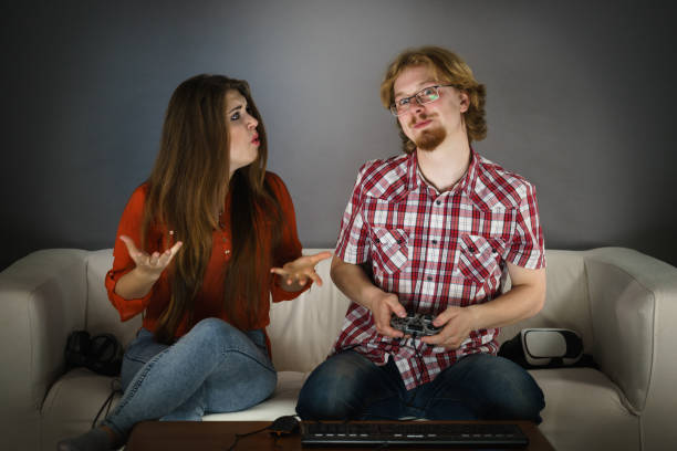 istock Woman is angry at playing man 2151076776