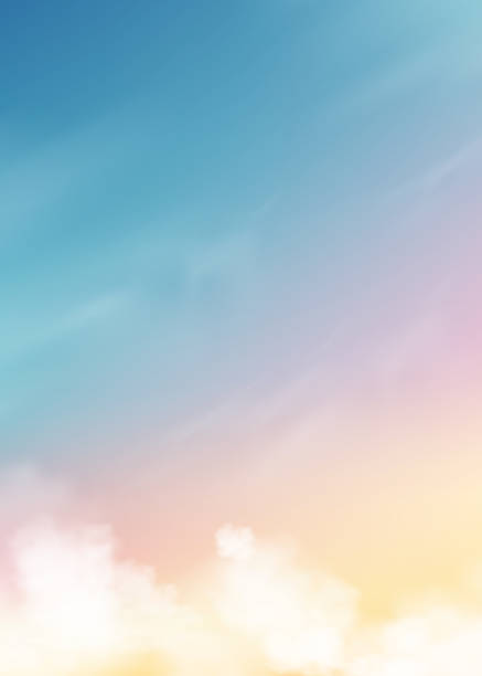 istock Sky Background,Blue color abstract fluffy cloud,Cartoon Morning Summer Sky pastel yellow,pink,Fantasy dramatic soft orange Sunset in Autumn,Vector illustration fairy blur gradient sunrise in Winter 2151077370