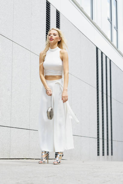 istock Woman wearing crop top and culottes 2151077822