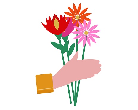 Giving a Flower. Gift. Vector illustration