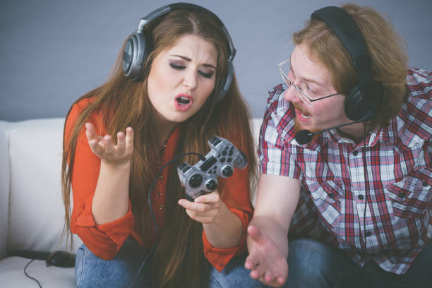 istock Woman is angry at playing man 2151081259