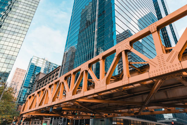 Sidewalk of Lake Shore Drive Bridge lower deck, Chicago, Illinois.