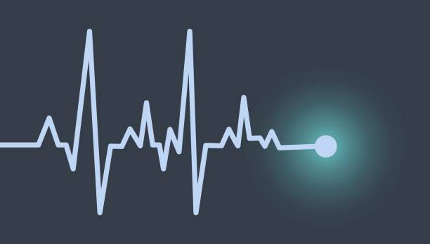 istock Shows the rhythm of the beating heart. Dark blue background. Heart wave technology background. 2151087988