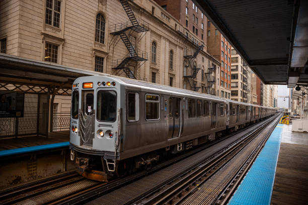 istock Chicago,Illinois Metro Loop Line Train at Downtown - CTA - Elevated rail tracks - Stock Photo 2151088621