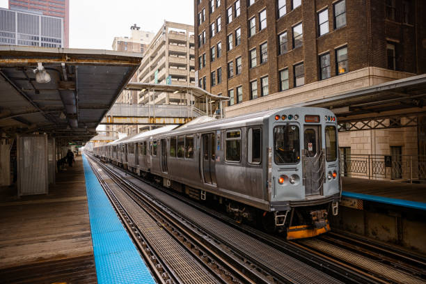 istock Chicago,Illinois Metro Loop Line Train at Downtown - CTA - Elevated rail tracks - Stock Photo 2151088743