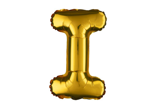 istock Helium gold balloon letter I isolated on white. 2151089974