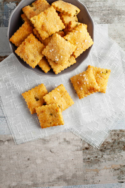 istock Salty Cookies. Round butter cracker pile. Cracker. Shortbread.Biscuit. Cookie. 2151090058