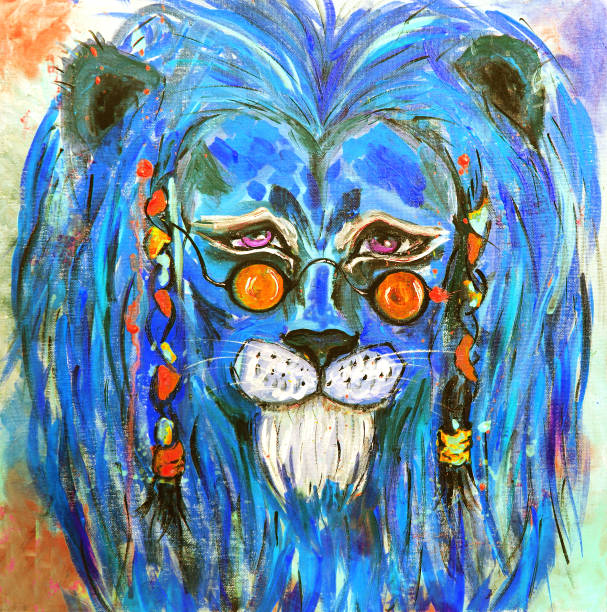 istock Hipster Lion portrait original painting in impressionistic style 2151090070