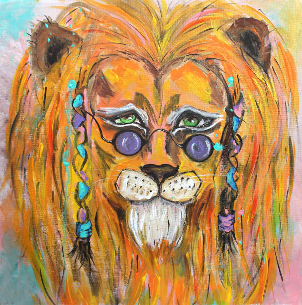 istock Hipster Lion portrait original painting in impressionistic style 2151090080