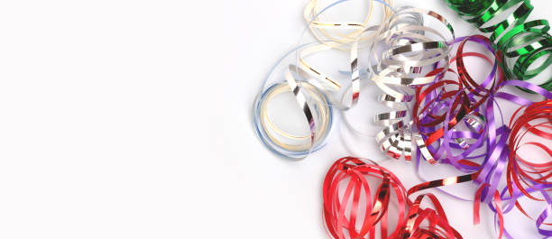 istock Banner with colourful ribbons scattered on a blue background. 2151094218