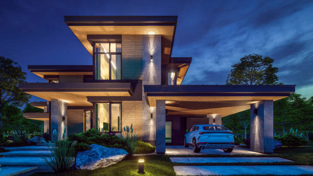 istock 3d rendering of modern house in luxurious style in night 2151096362