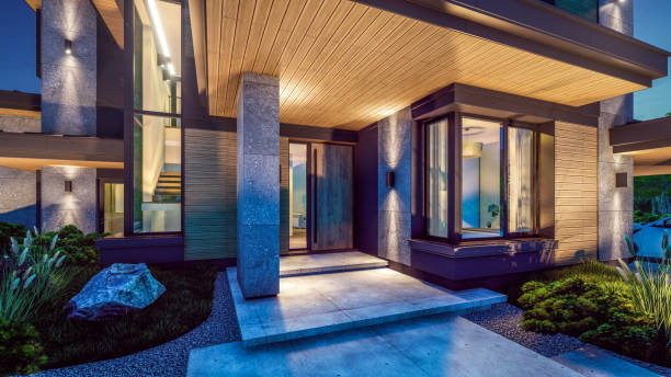 istock 3d rendering of modern house in luxurious style in night 2151096394