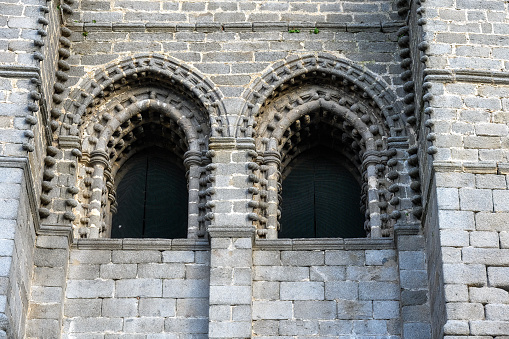 double arched wooden doors in to  St Caniceâs Cathedral kilkenny ireland