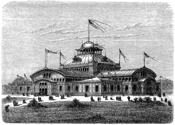 Women's Pavilion at the 1876 Philadelphia World's Fair Women's Pavilion at the 1876 Philadelphia World's Fair philadelphia aerial stock illustrations