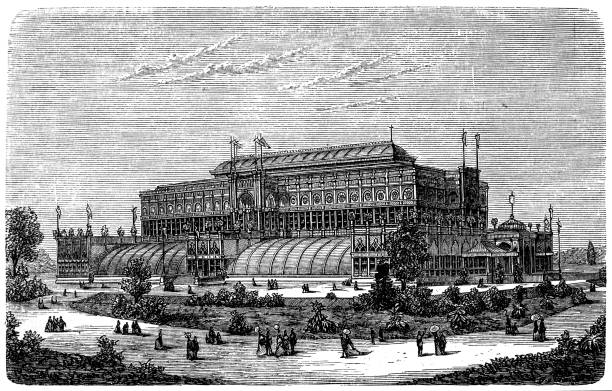 Horticulture hall. World's Fair in Philadelphia 1876 Horticulture hall. World's Fair in Philadelphia 1876 philadelphia aerial stock illustrations