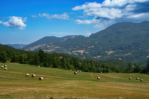 Mountain landscape along the Cisa pass, Italy, near Berceto, at summer