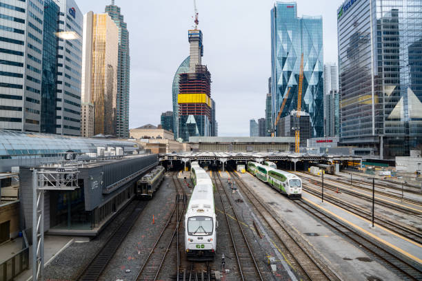Trains at Toronto Union Station. Toronto, Canada - April 29, 2024.