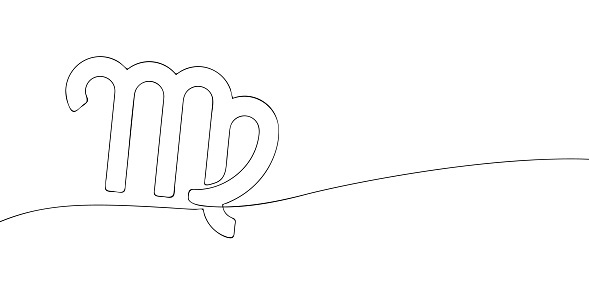 A single line drawing of a virgo. Continuous line virgo icon. One line icon. Vector illustration