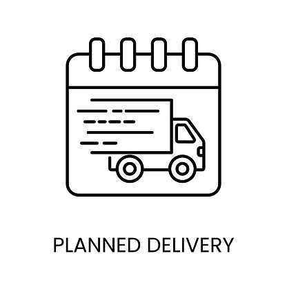 Planned Delivery line vector icon with editable stroke.