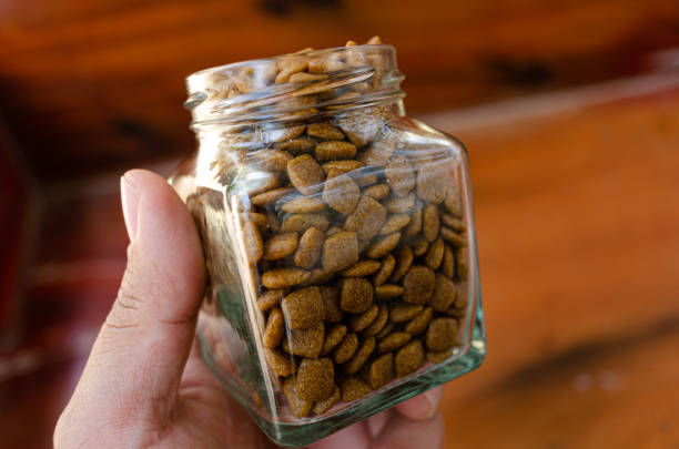 dog food in glass jar