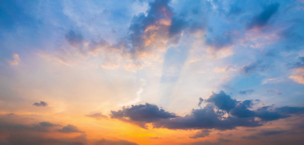 istock sky is a beautiful orange and blue color 2151109347