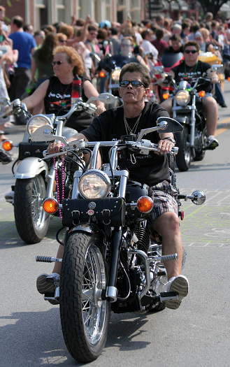 Indianapolis, IN, USA-June 13,2009:Unidentified Women Bikers enjoying Ride at Indy Pride Parade