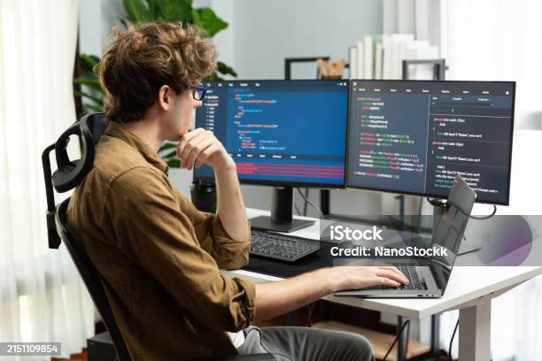 It Developer With Stressful Overworked In Creating Online Software Code ...