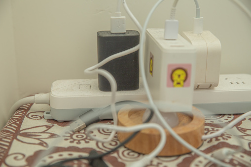 A dust-covered power strip