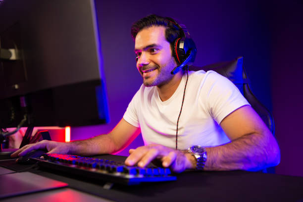 istock Smart streamer talking with team member players using headset and mic. Surmise. 2151112272