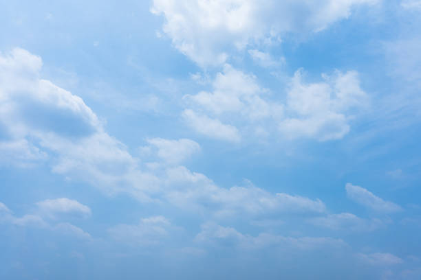 Blue sky with fluffy clouds on a sunny day