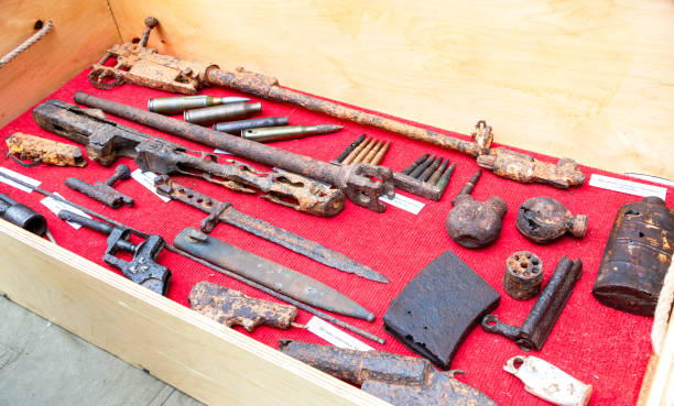 istock Rusty remains of weapons and ammunition from the Second World War 2151113597