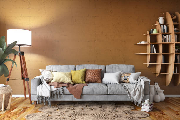 istock Beige Wall Interior Living Room with a Sofa 2151113934