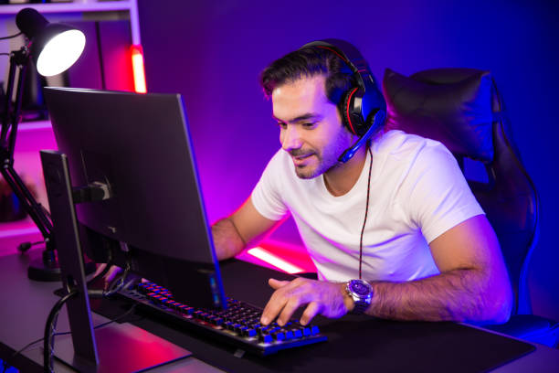 istock Smart streamer talking with team member players using headset and mic. Surmise. 2151114136