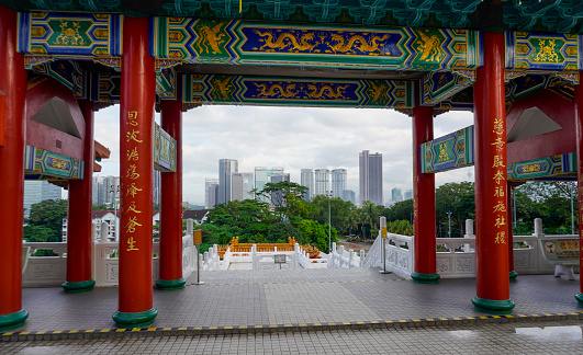 Kuala Lumpur, Malaysia - January 8, 2024: Thean Hou Temple in Kuala Lumpur in Malaysia