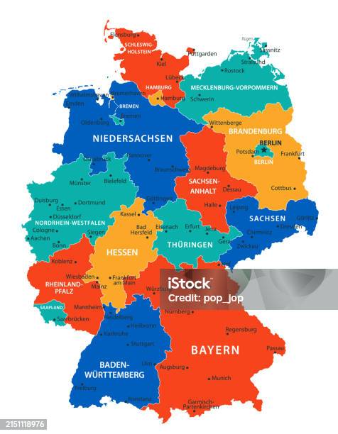 Map Germanyone Color Germany Map Vector Colored Map Of Germany Stock Illustration - Download ...